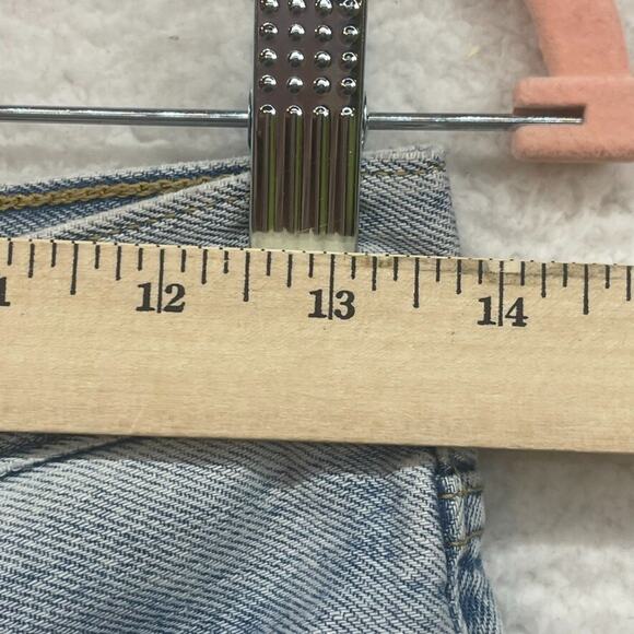 Levis Jeans Womens 27 Blue Wedgie Straight Button Fly Distressed Retro Mid Rise - Picture 11 of 14